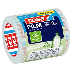 tesa CRYSTAL RECYCLED Klebefilm transparent 15,0 mm x 10,0 m 3 Rollen