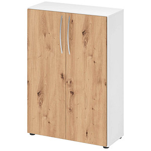 HAMMERBACHER Aktenschrank 4550, V4550/W/R/BM weiß, asteiche 2 Fachböden 80,0 x 34,6 x 114,4 cm