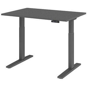 HAMMERBACHER XMKA12 elektrisch höhenverstellbarer Schreibtisch grafit rechteckig, C-Fuß-Gestell grau 120,0 x 80,0 cm