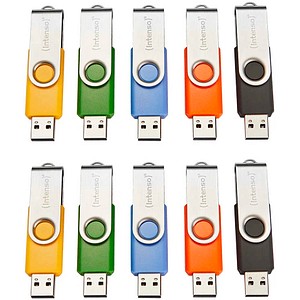 Intenso USB-Sticks Basic Line blau, gelb, grün, orange, schwarz 16 GB, 10 St.
