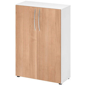 HAMMERBACHER Aktenschrank 4550, V4550/W/N/BM weiß, nussbaum 2 Fachböden 80,0 x 34,6 x 114,4 cm