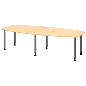 HAMMERBACHER Konferenztisch KT28C ahorn Tonnenform, Rundrohr grau, 280,0 x 85,0/130,0 x 72,0 - 74,0 cm