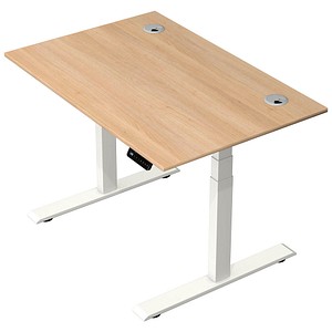 Kerkmann Move 2 Plus elektrisch höhenverstellbarer Schreibtisch eiche hell rechteckig, T-Fuß-Gestell weiß 120,0 x 80,0 cm