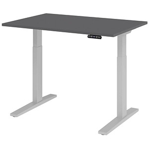 HAMMERBACHER XMKA12 elektrisch höhenverstellbarer Schreibtisch grafit rechteckig, C-Fuß-Gestell silber 120,0 x 80,0 cm
