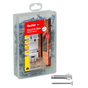 fischer Meister-Box Wohnraum 513777 Dübel- und Schrauben-Sortiment, 160-teilig