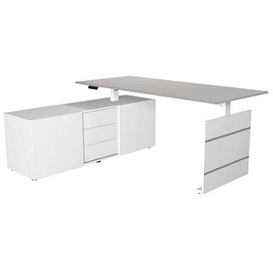Kerkmann Move 3 elektrisch höhenverstellbarer Schreibtisch lichtgrau, weiß rechteckig, Wangen-Gestell weiß 180,0 x 80,0 cm