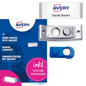 AVERY Zweckform Namensschilder mit Magnet 7,0 x 3,0 cm, 1 Set