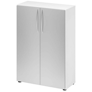 HAMMERBACHER Aktenschrank 4550, V4550/W/S/BM weiß, silber 2 Fachböden 80,0 x 34,6 x 114,4 cm