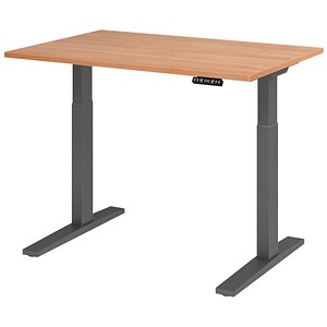 HAMMERBACHER XMKA12 elektrisch höhenverstellbarer Schreibtisch nussbaum rechteckig, C-Fuß-Gestell grau 120,0 x 80,0 cm