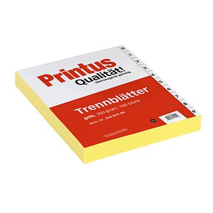 Printus Trennblätter DIN A4 0-9 gelb, 250 g/qm, 100 St.