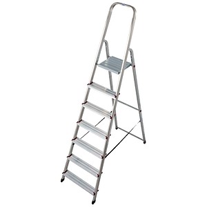 KRAUSE Stehleiter einseitig CORDA silber 7 Stufen, H: 220,0 cm