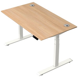Kerkmann Move 2 Plus elektrisch höhenverstellbarer Schreibtisch eiche hell rechteckig, T-Fuß-Gestell weiß 140,0 x 80,0 cm