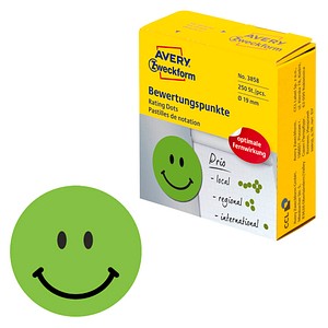AVERY Zweckform Bewertungspunkte 3858 Gesicht, grün, 250 Etiketten