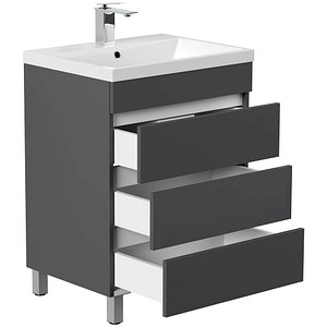 POSSEIK Waschbecken mit Unterschrank FELLINI 70 grafit 70,0 x 48,0 x 83,5 cm