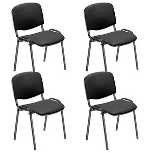 Nowy Styl Besucherstühle Iso anthrazit, schwarz Kunstleder, 4 St.