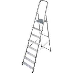 KRAUSE Stehleiter einseitig CORDA silber 8 Stufen, H: 240,0 cm
