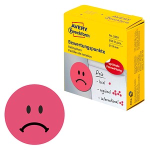AVERY Zweckform Bewertungspunkte 3859 Gesicht, rot, 250 Etiketten