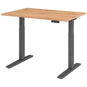 HAMMERBACHER XMKA12 elektrisch höhenverstellbarer Schreibtisch asteiche rechteckig, C-Fuß-Gestell grau 120,0 x 80,0 cm