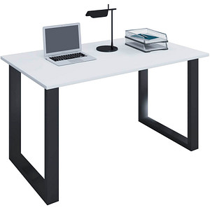 VCM my office Lona Schreibtisch weiß rechteckig, U-Fuß-Gestell schwarz 110,0 x 80,0 cm