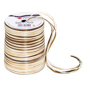PRÄSENT Geschenkband Raffia matt braun/creme 3,0 mm x 50,0 m