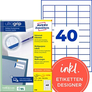 AVERY Zweckform Etiketten 4780 weiß 48,5 x 25,4 mm, 30 Blatt