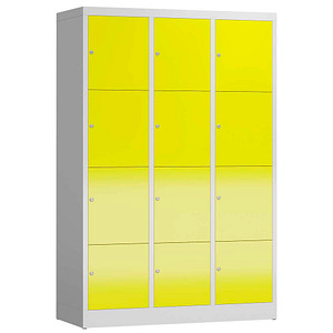 ClassiX Schließfachschrank lichtgrau, zinkgelb X-523436, 12 Schließfächer 118,5 x 50,0 x 180,0 cm