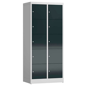 ClassiX Schließfachschrank anthrazit, lichtgrau X-523528, 10 Schließfächer 80,0 x 50,0 x 180,0 cm