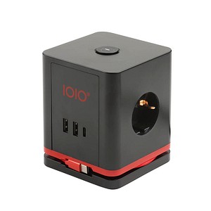 IOIO SW 1000 3-fach Steckdosenwürfel  1,5 m schwarz mit USB-Buchse