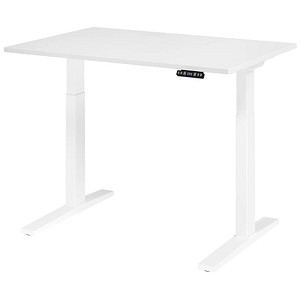 HAMMERBACHER XMKA12 elektrisch höhenverstellbarer Schreibtisch weiß rechteckig, C-Fuß-Gestell weiß 120,0 x 80,0 cm