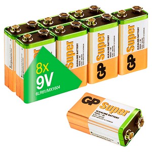 GP Batterie SUPER Alkali-Mangan E-Block 9,0 V, 8 St.