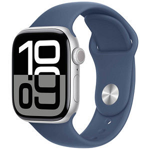 Apple Watch Series 10 42 mm Aluminium (GPS) Sportarmband S/M  denim, silber