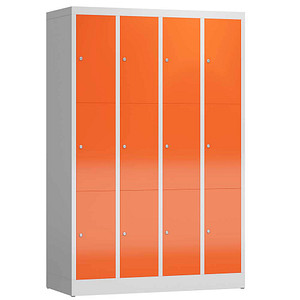 ClassiX Schließfachschrank feuerrot, lichtgrau X-520344, 12 Schließfächer 118,5 x 50,0 x 180,0 cm