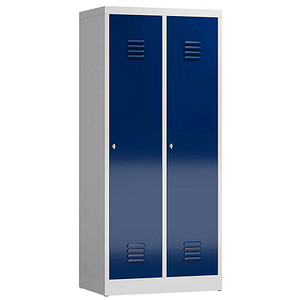 ClassiX Spind enzianblau, lichtgrau X-515121, 2 Schließfächer 80,0 x 50,0 x 180,0 cm