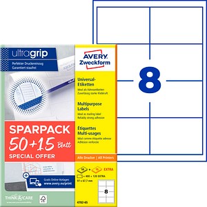 AVERY Zweckform Etiketten weiß 97,0 x 67,7 mm, 65 Blatt