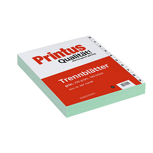 Printus Trennblätter DIN A4 0-9 grün, 250 g/qm, 100 St.