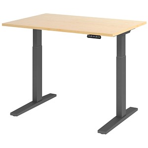 HAMMERBACHER XMKA12 elektrisch höhenverstellbarer Schreibtisch ahorn rechteckig, C-Fuß-Gestell grau 120,0 x 80,0 cm