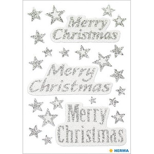 HERMA Aufkleber 3731 Merry Christmas, silber, 24 Etiketten