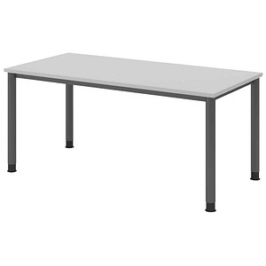 HAMMERBACHER HS16 höhenverstellbarer Schreibtisch lichtgrau rechteckig, 4-Fuß-Gestell grau 160,0 x 80,0 cm