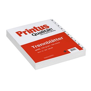 Printus Trennblätter DIN A4 0-9 weiß, 250 g/qm, 100 St.
