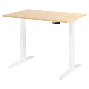 HAMMERBACHER XMKA12 elektrisch höhenverstellbarer Schreibtisch ahorn rechteckig, C-Fuß-Gestell weiß 120,0 x 80,0 cm