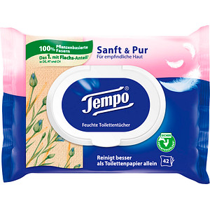 Tempo Feuchtes Toilettenpapier Sanft & Pur 1-lagig, 42 Tücher