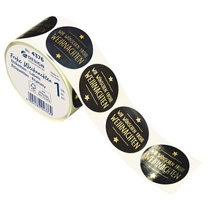 AVERY Zweckform Aufkleber Frohe Weihnachten, schwarz, 600 Etiketten