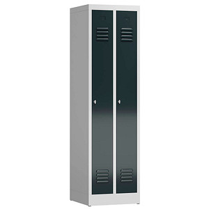 ClassiX Spind anthrazit, lichtgrau X-510108, 2 Schließfächer 50,0 x 50,0 x 180,0 cm