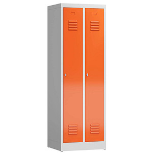 ClassiX Spind feuerrot, lichtgrau X-510124, 2 Schließfächer 59,0 x 50,0 x 180,0 cm