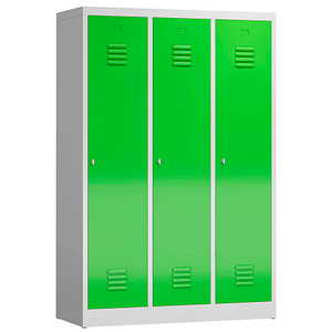 ClassiX Spind gelbgrün, lichtgrau X-515135, 3 Schließfächer 118,5 x 50,0 x 180,0 cm