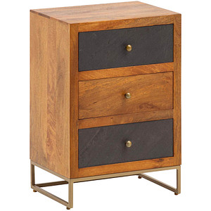 WOHNLING Nachttisch rechteckig Massivholz braun 40,0 x 30,0 x 60,0 cm, 1 St.