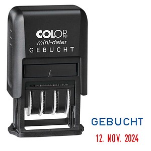 COLOP Datumstempel mit Text "Gebucht" Mini-Dater S 160/L selbstfärbend blau rot, 1 St.