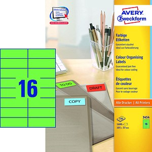 AVERY Zweckform Etiketten 3454 grün 105,0 x 37,0 mm, 100 Blatt