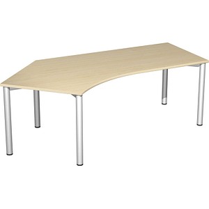 geramöbel Flex Schreibtisch ahorn, silber L-Form, 5-Fuß-Gestell silber 216,6 x 113,0 cm