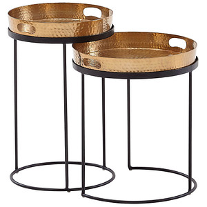 WOHNLING Beistelltische-Set rund Aluminium gold, 1 Set